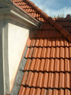 custom copper gutters and tile roof